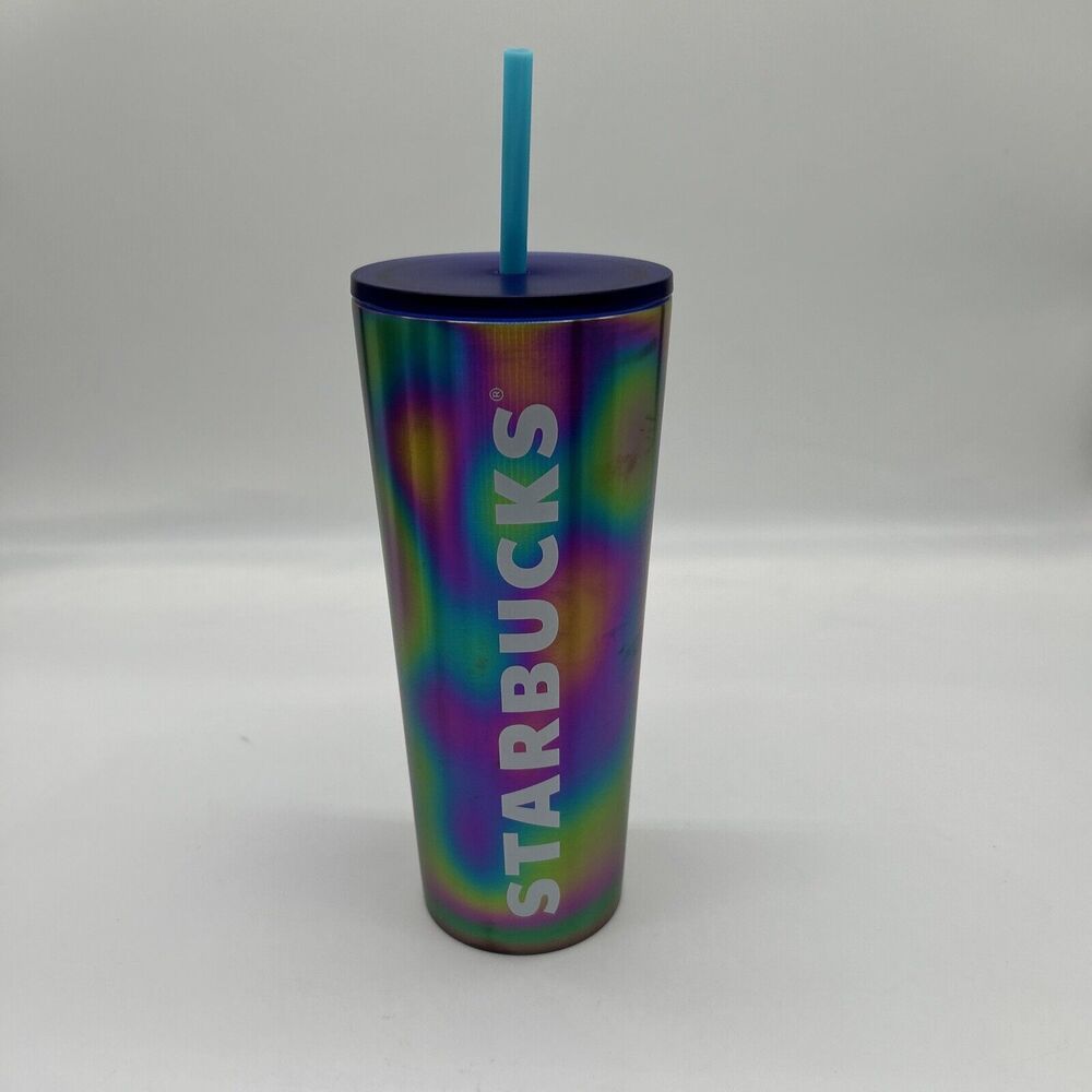 Starbucks Summer 2023 Oil Slick Rainbow Stainless Steel Tumbler 24oz Open Box